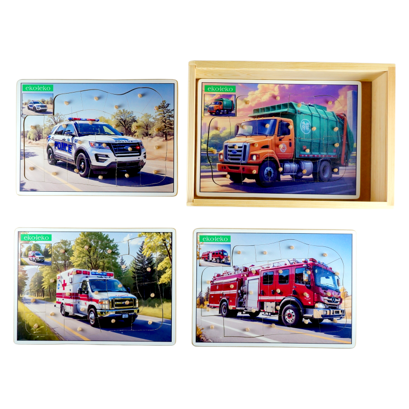 Komplet układanek pojazdy